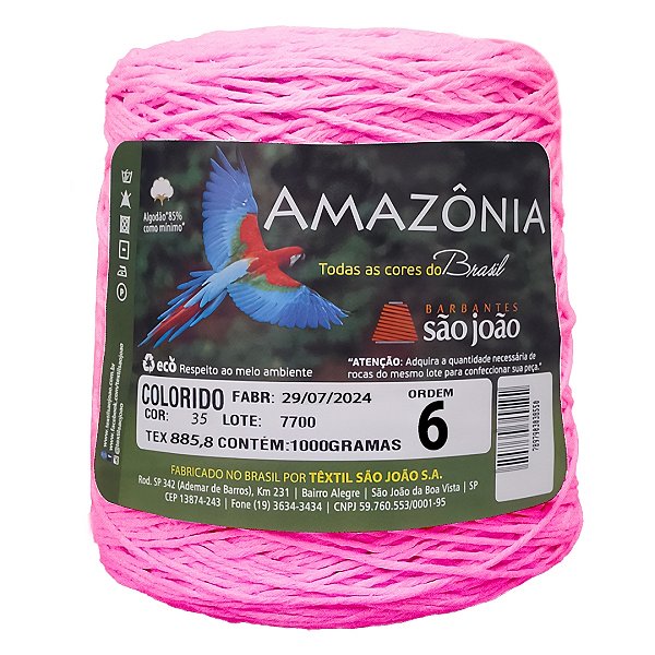 Barbante Amazônia Fio 6 1kg - São João - Rosa Neon - Un