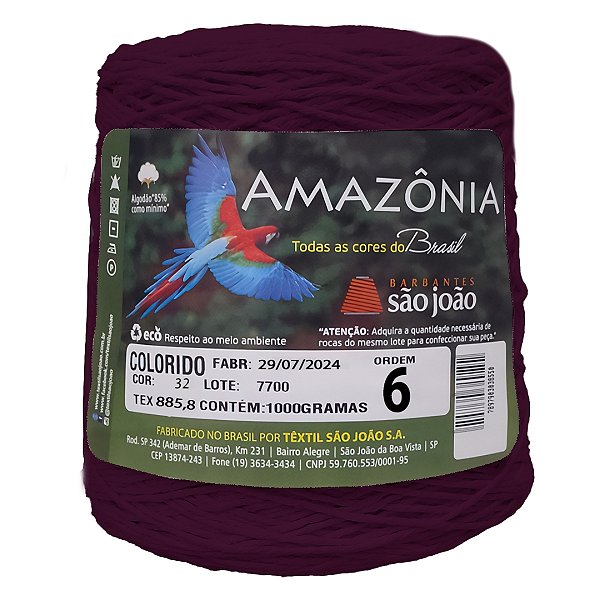 Barbante Amazônia Fio 6 1kg - São João - Vinho - Un
