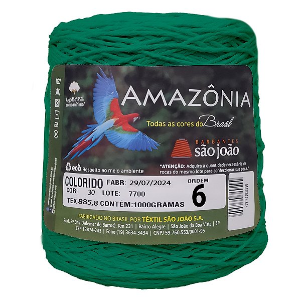 Barbante Amazônia Fio 6 1kg - São João - Verde Bandeira - Un