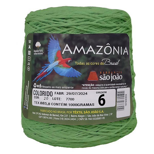 Barbante Amazônia Fio 6 1kg - São João - Verde Limão - Un