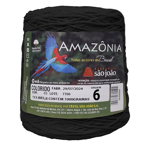 Barbante Amazônia Fio 6 1kg - São João - Preto - Un