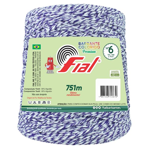 Barbante Mesclado Premium Fio 6 700g Fial - Roxo/Roxo Claro/Branco - Un
