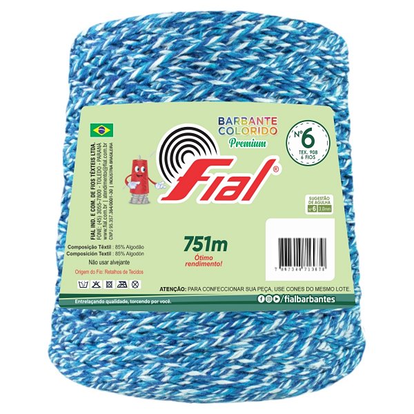 Barbante Mesclado Premium Fio 6 700g Fial - Azul Escuro/Azul Claro/Branco - Un