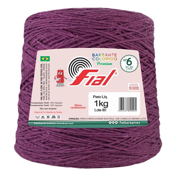 Barbante Colorido Premium Fio 6 1Kg Fial - Beterraba - Un