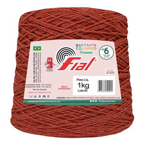 Barbante Colorido Premium Fio 6 1Kg Fial - Telha - Un