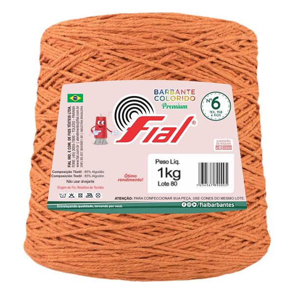 Barbante Colorido Premium Fio 6 1Kg Fial - Ferrugem - Un