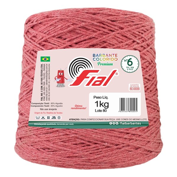 Barbante Colorido Premium Fio 6 1Kg Fial - Goiaba - Un