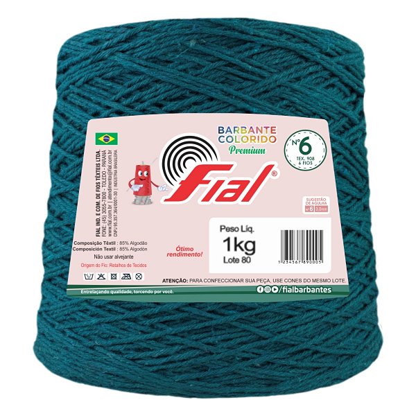 Barbante Colorido Premium Fio 6 1Kg Fial - Petróleo - Un