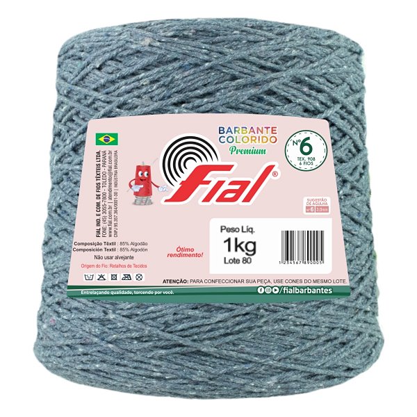 Barbante Colorido Premium Fio 6 1Kg Fial - Jeans - Un