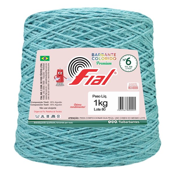 Barbante Colorido Premium Fio 6 1Kg Fial - Azul Claro - Un