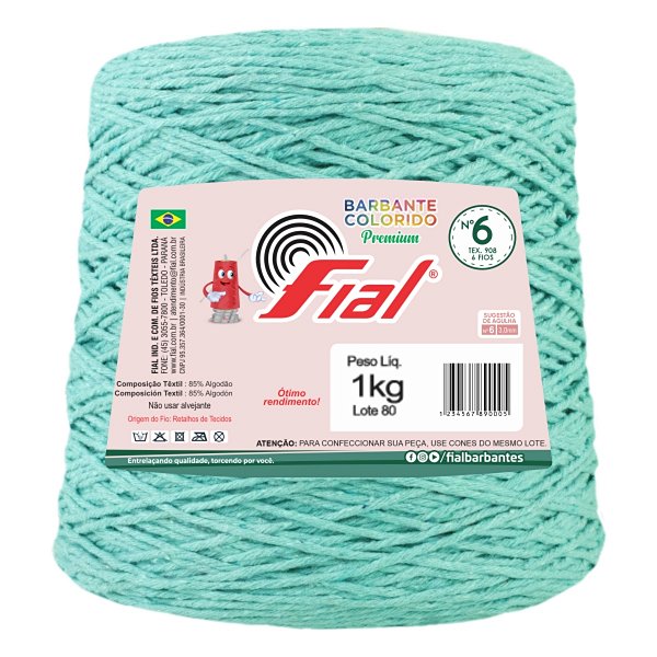 Barbante Colorido Premium Fio 6 1Kg Fial - Verde Água - Un