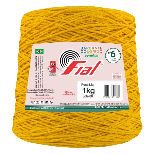 Barbante Colorido Premium Fio 6 1Kg Fial - Abóbora - Un