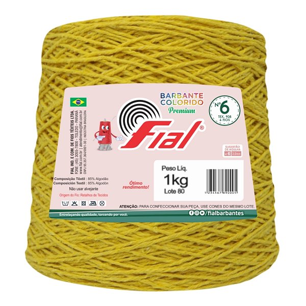 Barbante Colorido Premium Fio 6 1Kg Fial - Mostarda - Un