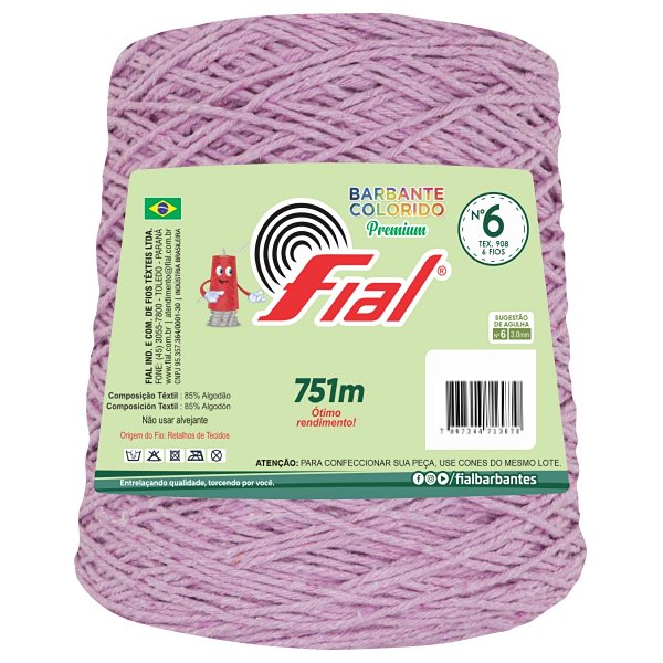 Barbante Colorido Premium Fio 6 700g Fial - Lavanda - Un