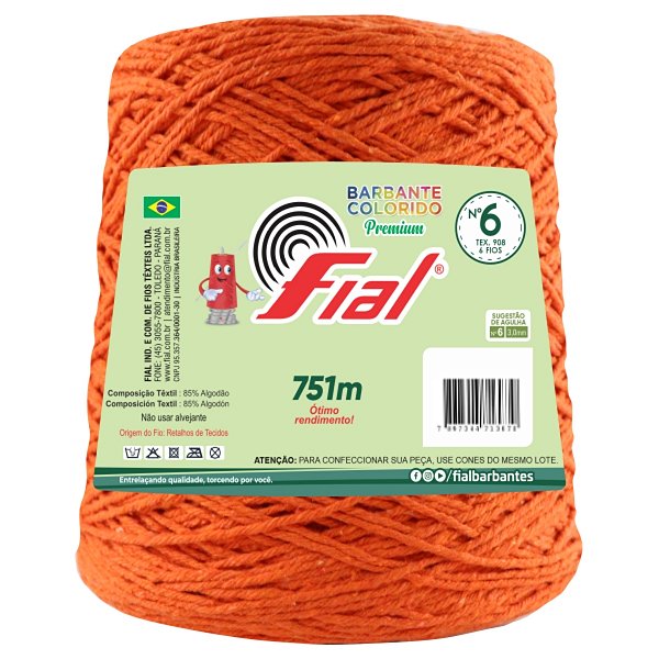 Barbante Colorido Premium Fio 6 700g Fial - Cenoura - Un