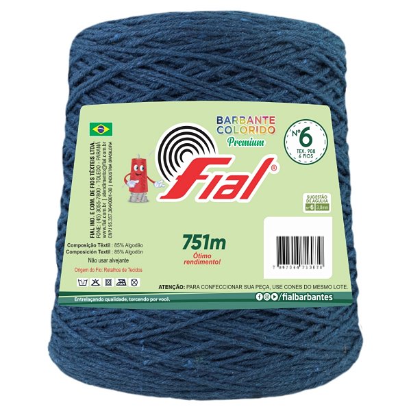 Barbante Colorido Premium Fio 6 700g Fial - Azul Marinho - Un