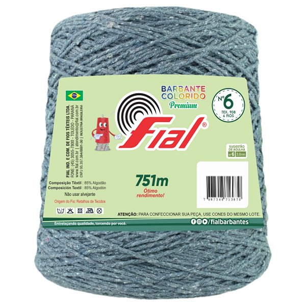 Barbante Colorido Premium Fio 6 700g Fial - Jeans - Un