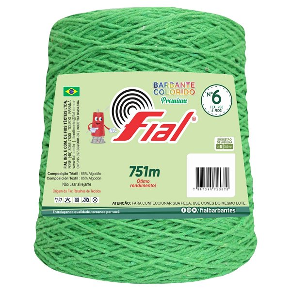 Barbante Colorido Premium Fio 6 700g Fial - Verde Limão - Un