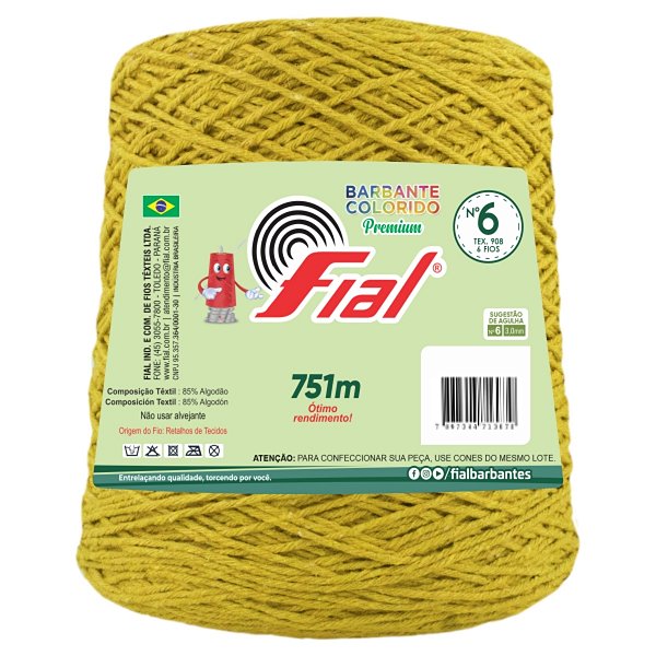 Barbante Colorido Premium Fio 6 700g Fial - Mostarda - Un
