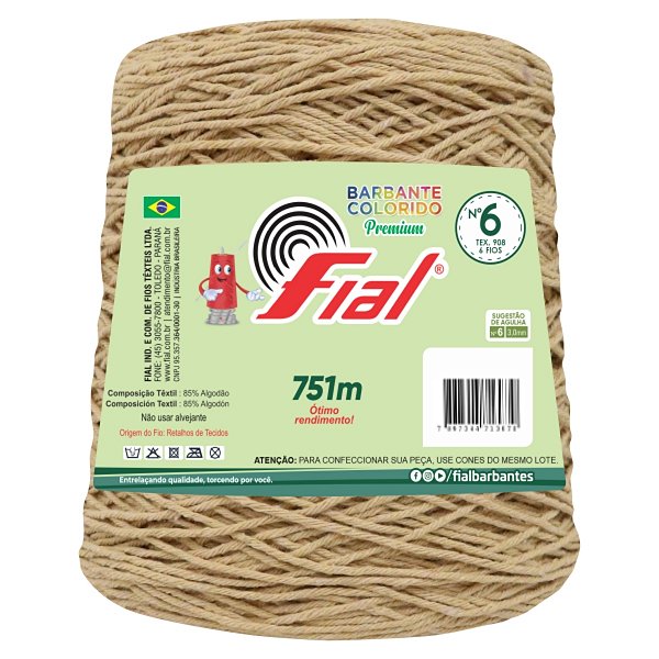 Barbante Colorido Premium Fio 6 700g Fial - Bege - Un