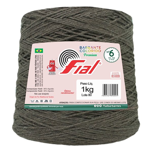 Barbante Colorido Premium Fio 6 1Kg Fial - Marrom - Un