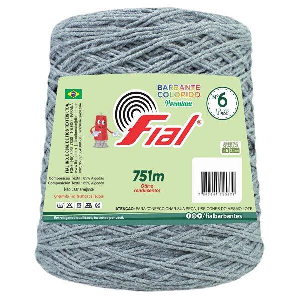 Barbante Colorido Premium Fio 6 700g Fial - Cinza - Un