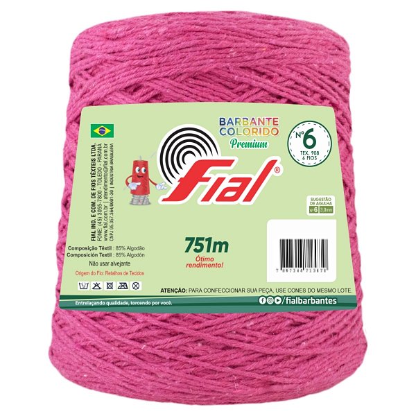 Barbante Colorido Premium Fio 6 700g Fial - Pink - Un