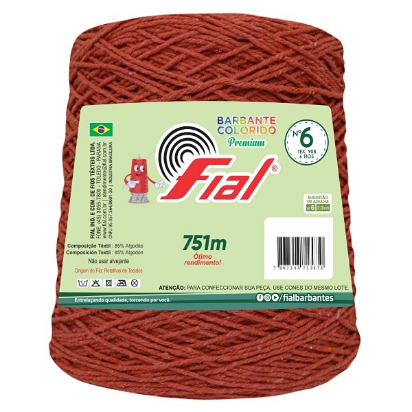 Barbante Colorido Premium Fio 6 700g Fial - Telha - Un
