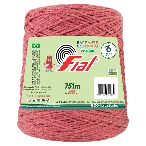 Barbante Colorido Premium Fio 6 700g Fial - Goiaba - Un
