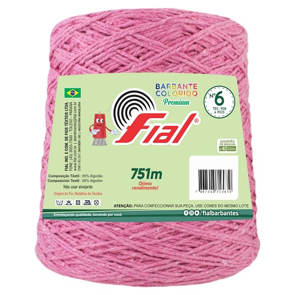 Barbante Colorido Premium Fio 6 700g Fial - Rosa - Un