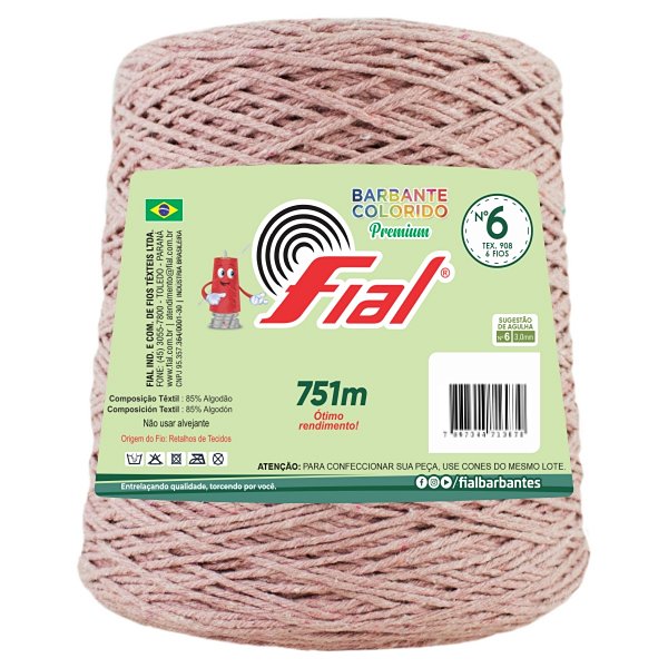 Barbante Colorido Premium Fio 6 700g Fial - Rose - Un