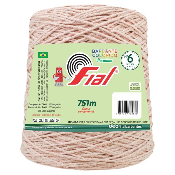 Barbante Colorido Premium Fio 6 700g Fial - Salmão - Un