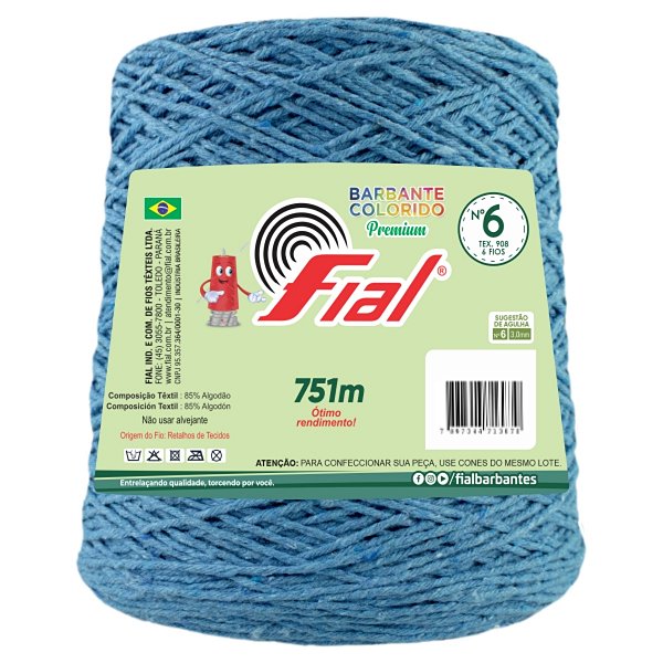 Barbante Colorido Premium Fio 6 700g Fial - Azul Celeste - Un