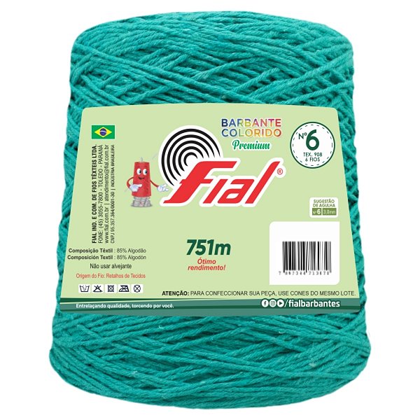 Barbante Colorido Premium Fio 6 700g Fial - Verde Jade - Un