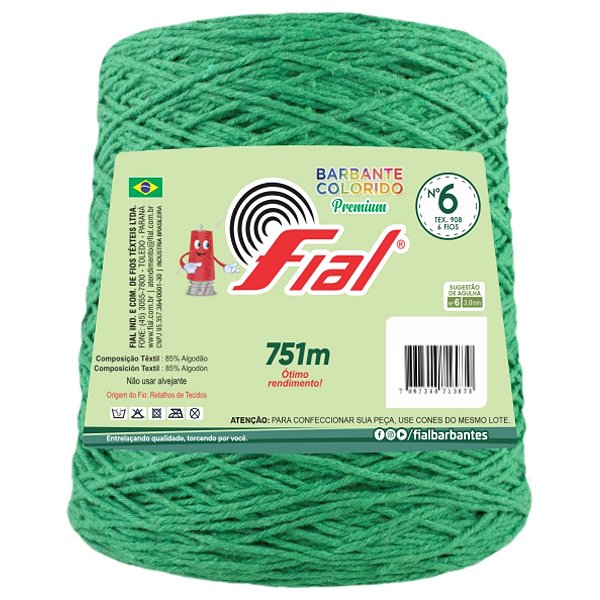 Barbante Colorido Premium Fio 6 700g Fial - Verde Bandeira - Un