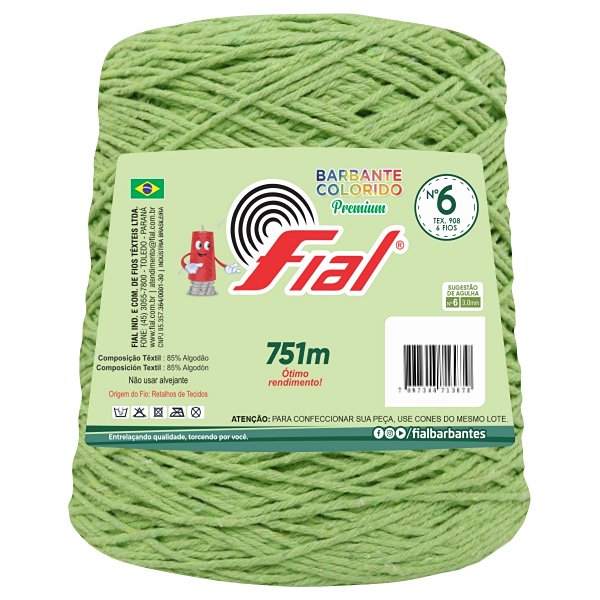 Barbante Colorido Premium Fio 6 700g Fial - Verde Abacate - Un