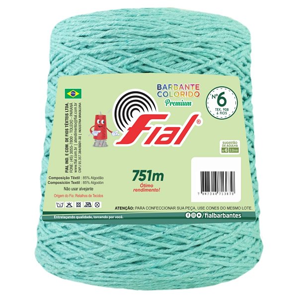 Barbante Colorido Premium Fio 6 700g Fial - Verde Água - Un
