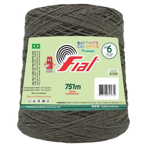 Barbante Colorido Premium Fio 6 700g Fial - Marrom - Un