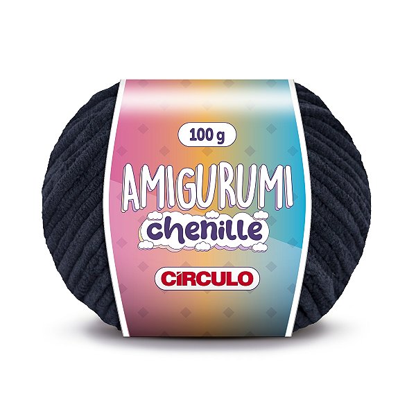 Fio Amigurumi Chenille Círculo 110m - Preto  - Un