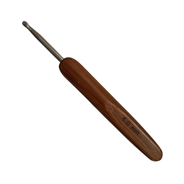 Agulha de Crochê com Cabo de Bambu e Ponta em Alumínio 4,0 mm  - Un