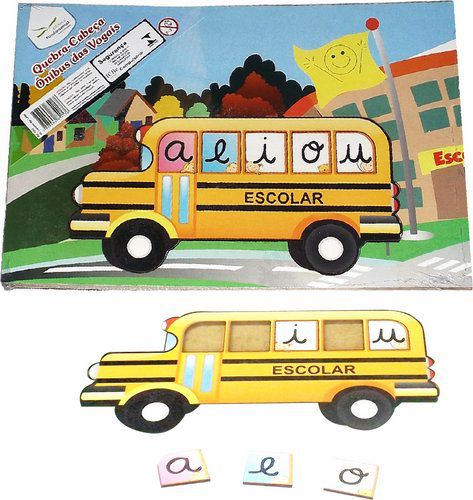 Quebra-Cabeça Ônibus das Vogais - 8 peças