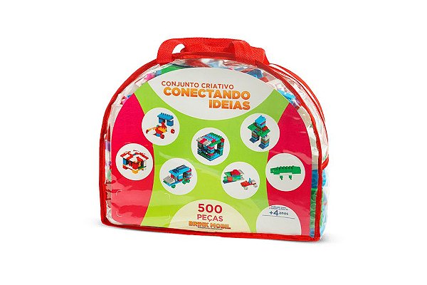 Sacolão Blocos de Montar - Conectando Ideias - 500 peças em Plástico