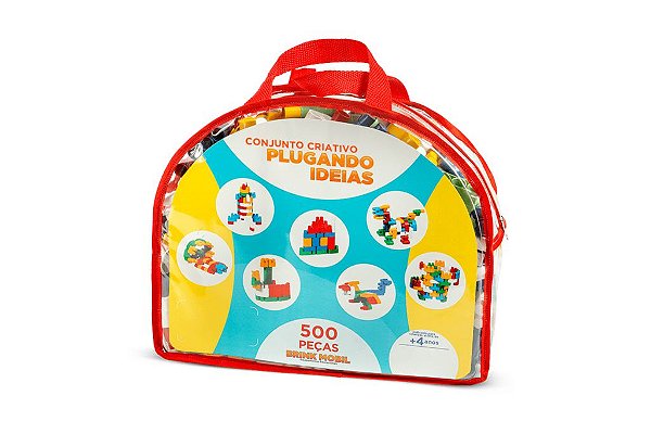 Sacolão Blocos de Montar Plugando Ideias - 500 peças