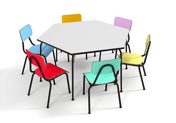 Conjunto Escolar Juvenil Hexagonal Colorido