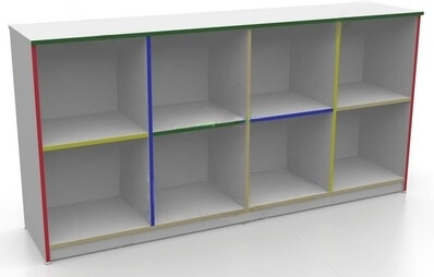Estante Escolar Branca em MDF com Bordas Coloridas - Espaço Maker