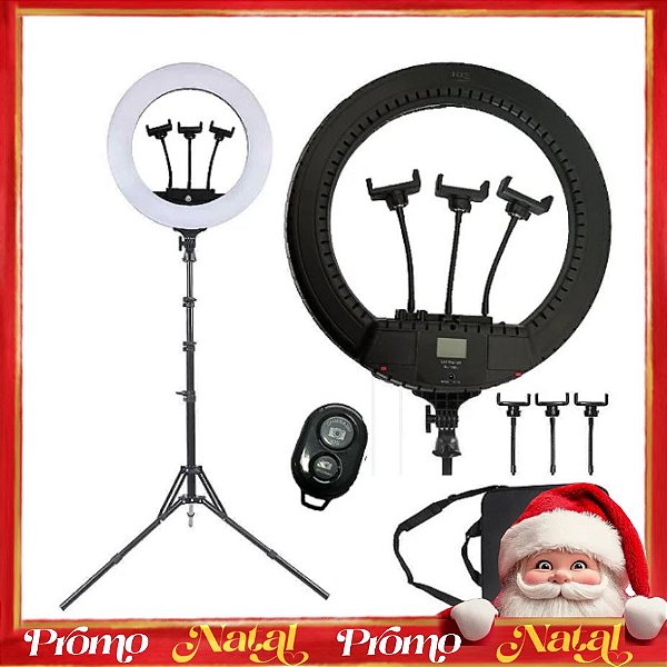 Ring Light - 18 polegadas - com 3 suportes para celular