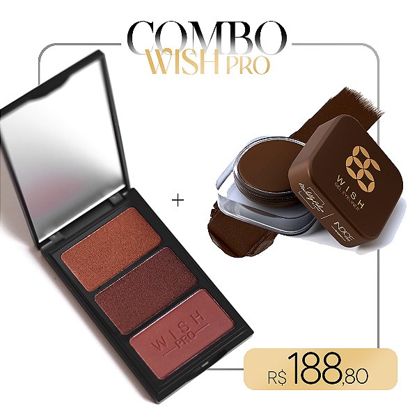 COMBO WISHPRO - (CONTOUR TRIO PALETTE DARK + GEL EYELINER 86 BROWN ) - Michelly Palma - WishPro