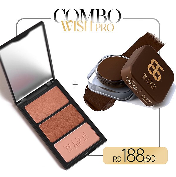 COMBO WISHPRO - (CONTOUR TRIO PALETTE LIGHT+ GEL EYELINER 86 BROWN ) - Michelly Palma - WishPro