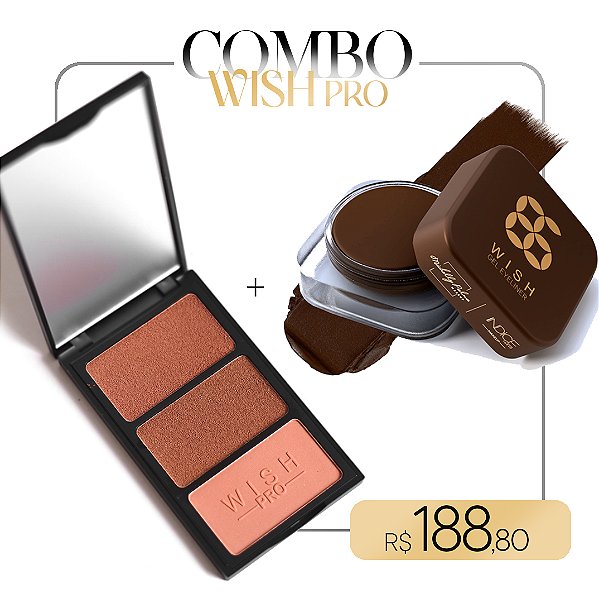 COMBO WISHPRO - (CONTOUR TRIO PALETTE MEDIUM + GEL EYELINER 86 BROWN ) - Michelly Palma - WishPro