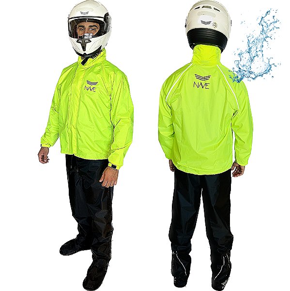 Capa De Chuva Para Motoqueiro Moto Nylon Com Capuz Nave Vision